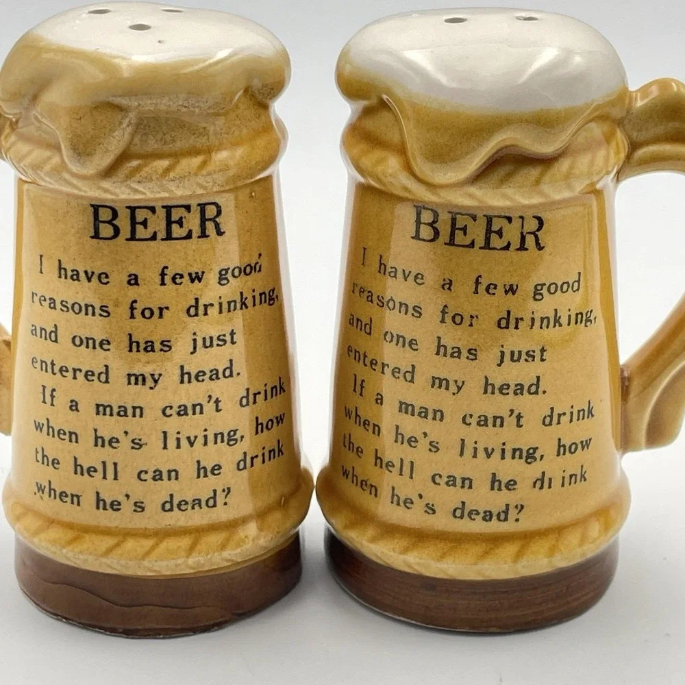 Vintage Beer Mug Stein Salt And Pepper Shakers Set‎ Japan Ceramic Barware 3.25